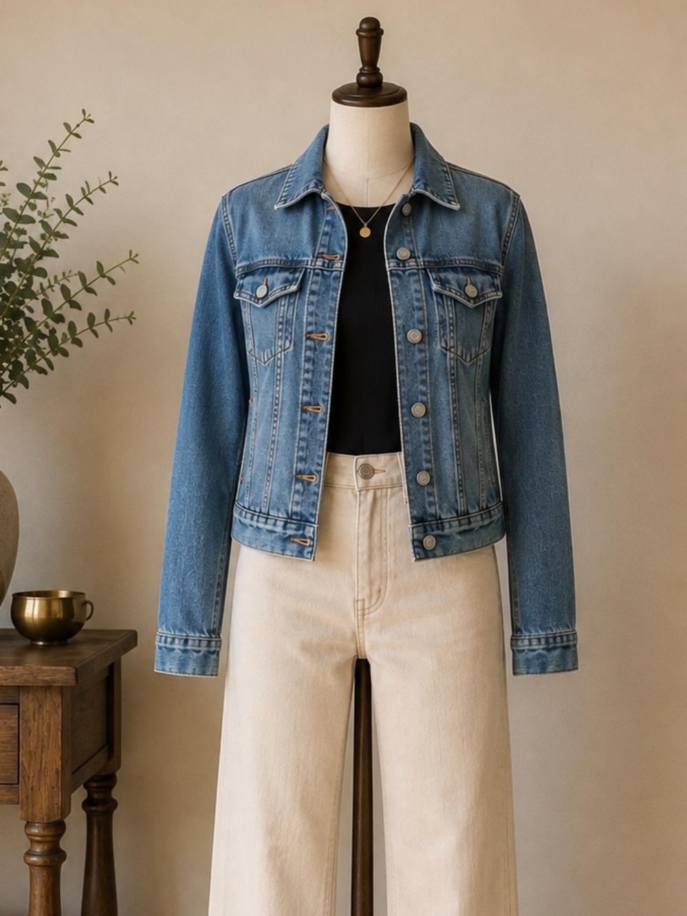 H&M LOGG Blue 100% Cotton Denim Jacket Classic Trucker Jean Jacket Fits Small